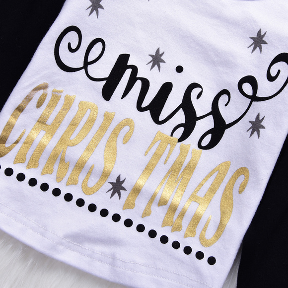 Miss Christmas Shirt Ruffle Leggings Girls Outfit - Picture 4 of 5